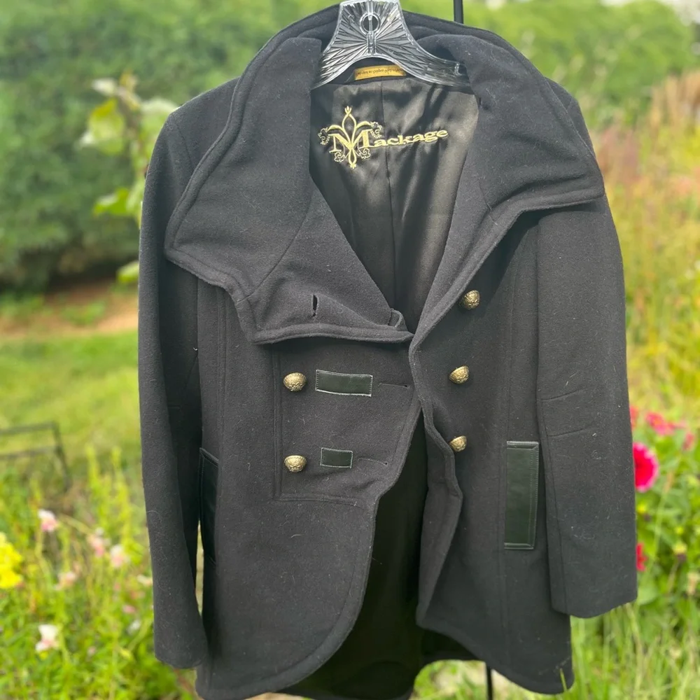 Wool coat MACKAGE with WIRE COLLAR so you can shape it NWOT